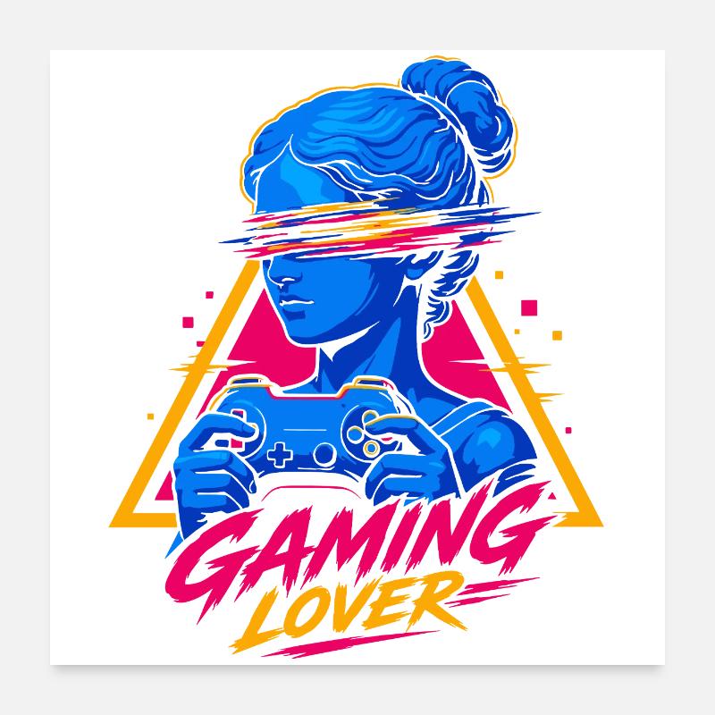 Fille Amante de Jeux Rétro Poster 60 x 60 cm