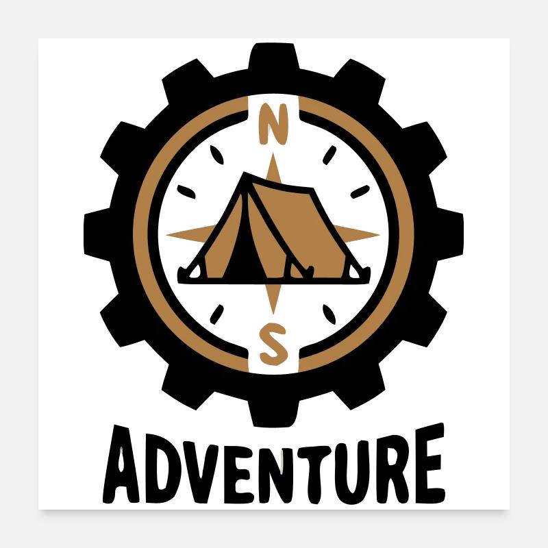 Adventure Compass Tent Camping Hiking Group Poster 24" x 24" (60x60 cm)
