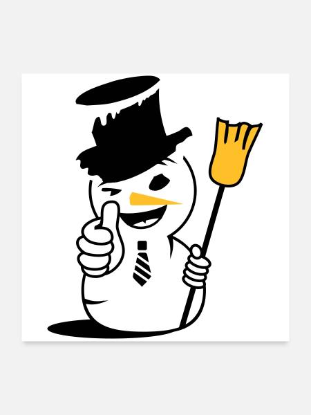 Un bonhomme de neige cool avec le pouce vers le haut - Poster 60 x 60 cm - blanc - Devant