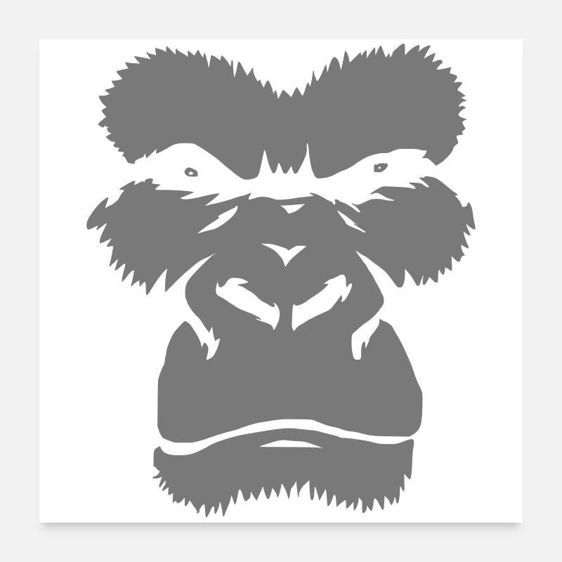 Silhouette de singe sauvage Graphique Poster 60 x 60 cm