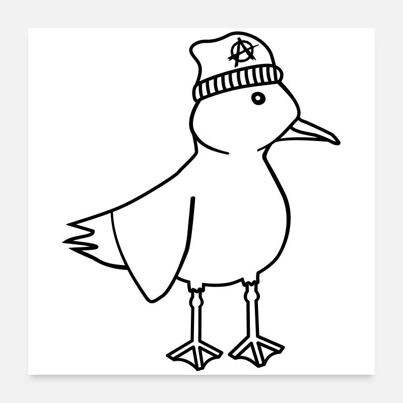 Seagull Anarchy – Vilain Maritime Hipster Art côtier Poster 60 x 60 cm