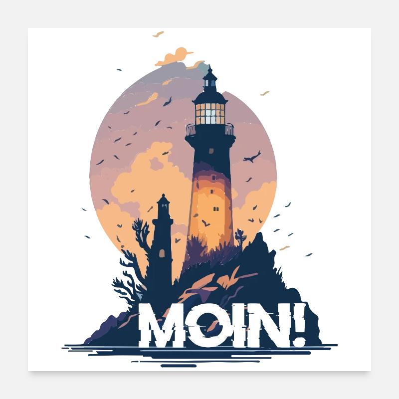 MOIN! - Poster 60x60 cm - Weiß