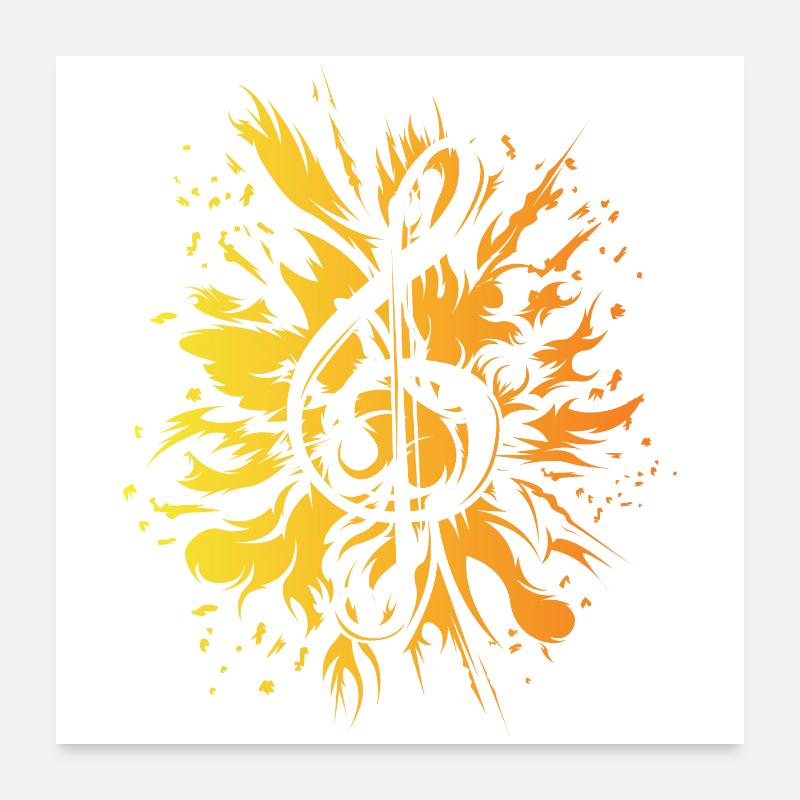 Clé de musique explosion couleurs icône logo Poster 60 x 60 cm