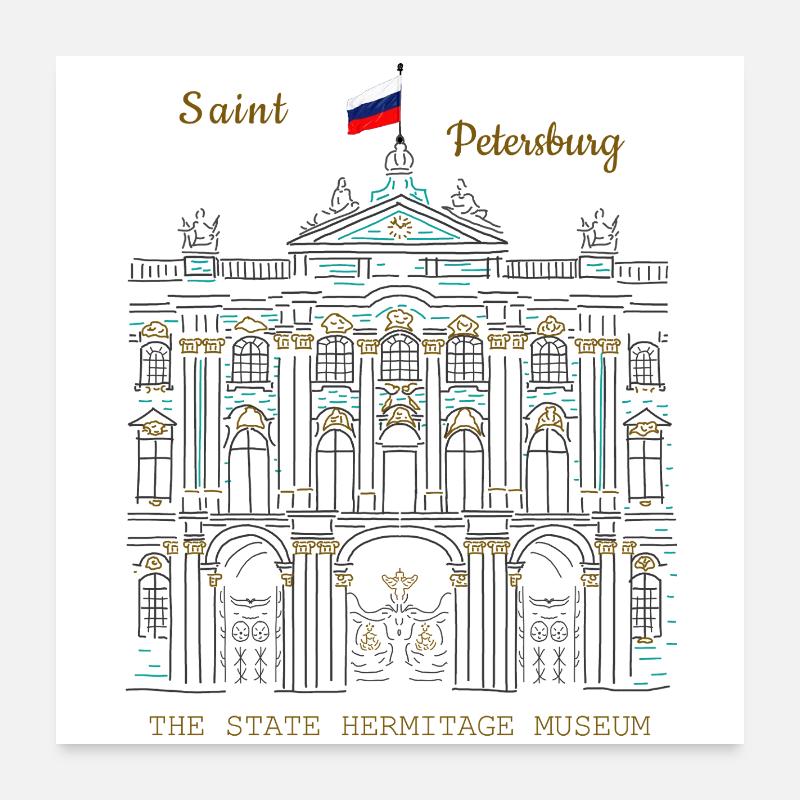 Saint-Pétersbourg, Musée d’art de l’Ermitage, Dessin Poster 60 x 60 cm