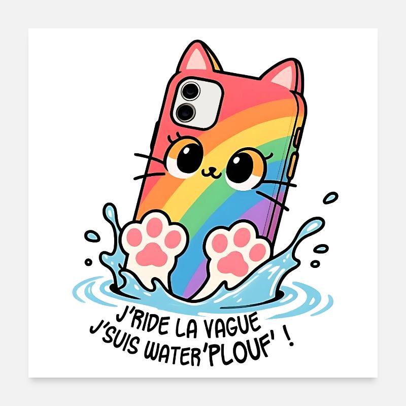 Waterplouf Katze Handy! Poster 60x60 cm
