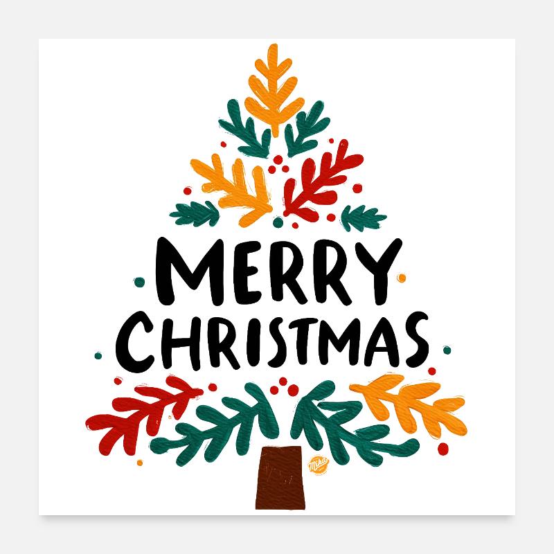 Bunter Blatt-Weihnachtsbaum Poster 60x60 cm