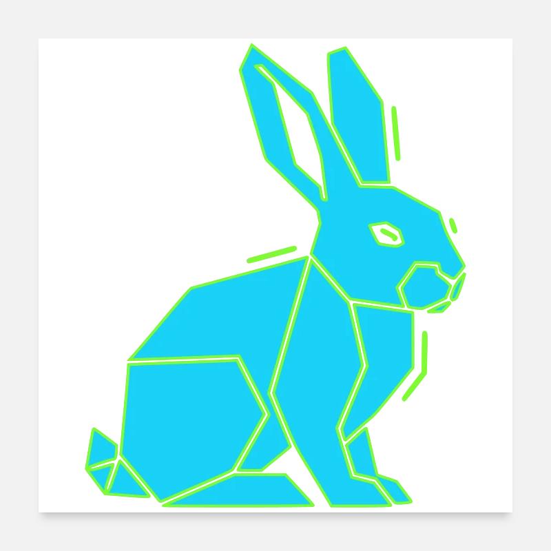 Geometrischer Hase Low Poly Modern Poster 60x60 cm
