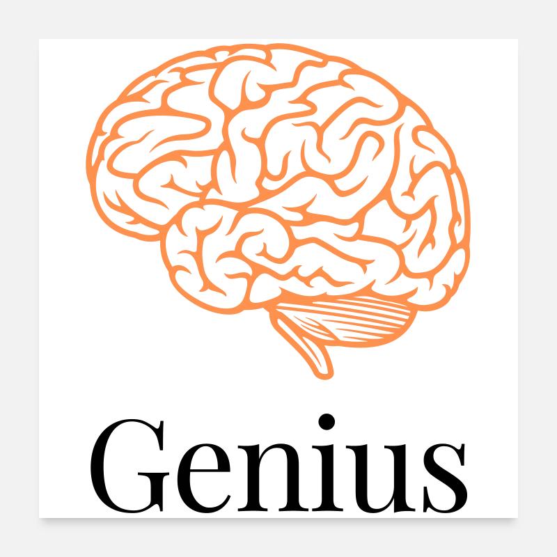 Cerveau en tracés orange Poster 60 x 60 cm