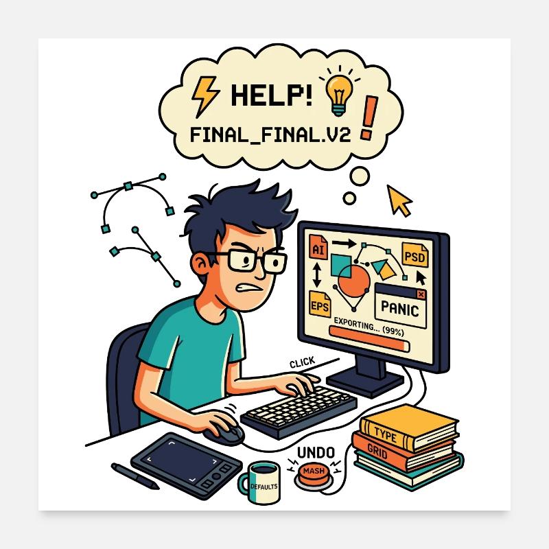 Graphiste Designer Chaos Export Panic Poster 60 x 60 cm