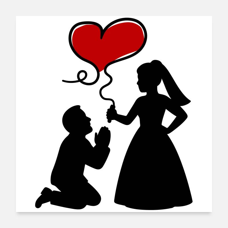 Brautpaar Ehepaar Hochzeit Poster 60x60 cm
