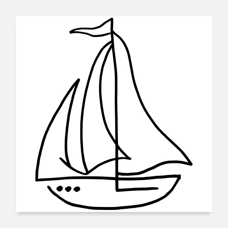 Segelboot Segelschiff - Poster 60x60 cm - Weiß