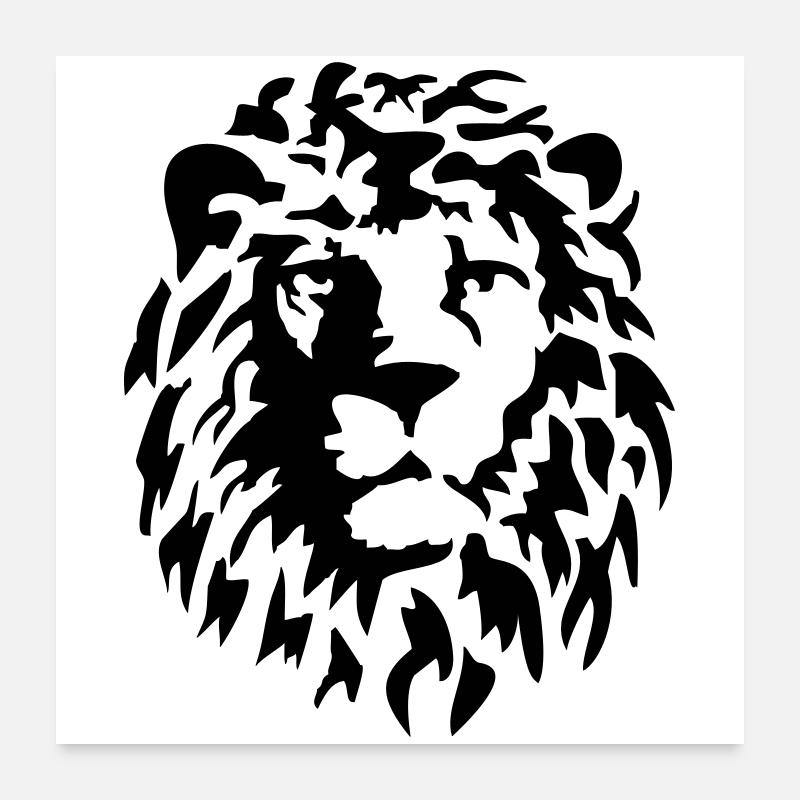 loewe raubkatze - Poster 60x60 cm - Weiß