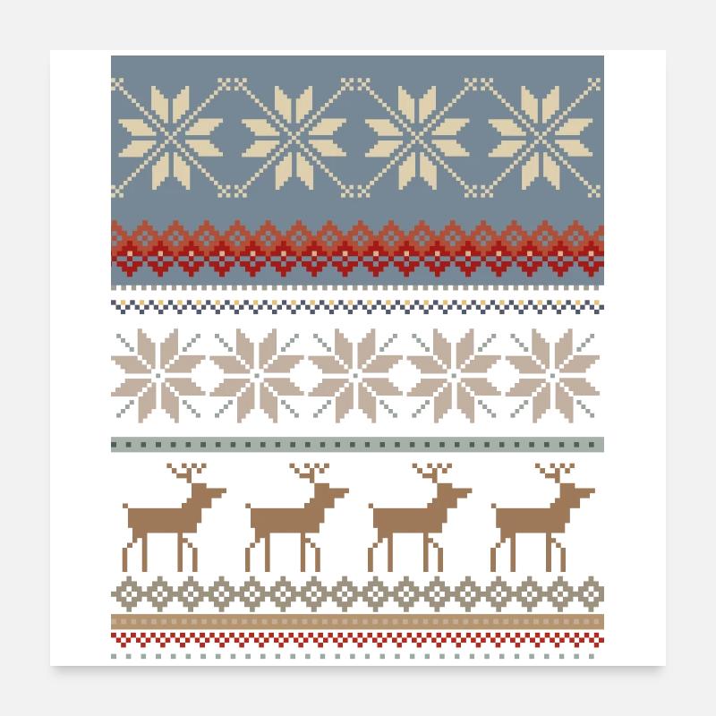 Frosty Christmas magic with reindeer - Poster 24" x 24" (60x60 cm) - white