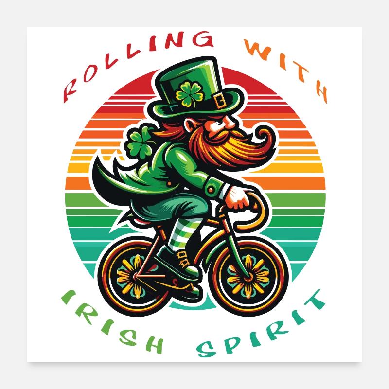 Leprechaun Cycling Saint-Patrick Poster 60 x 60 cm