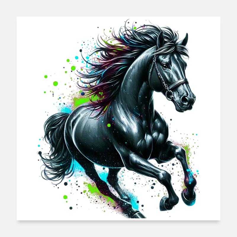 Pferd - Poster 60x60 cm - Weiß