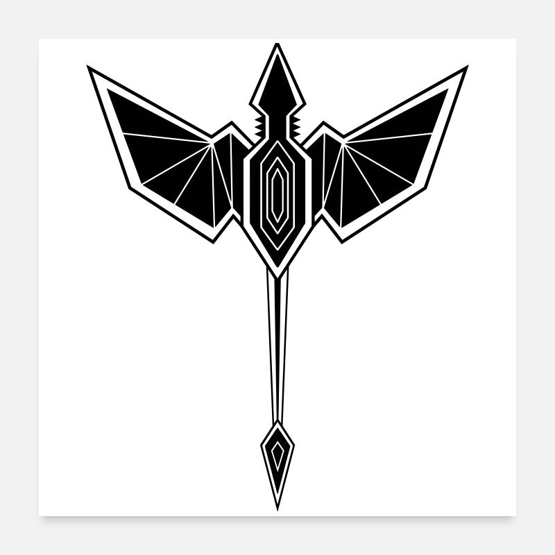 Dragon geometric tribal Poster 24" x 24" (60x60 cm)