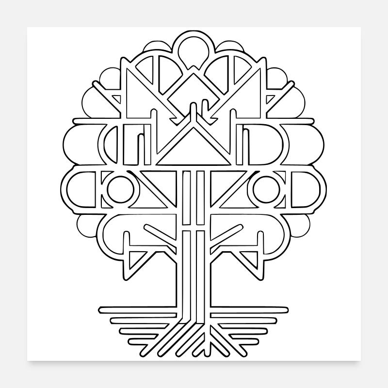 Geometrischer Lebensbaum | Modernes Logo Design - Poster 60x60 cm - Weiß