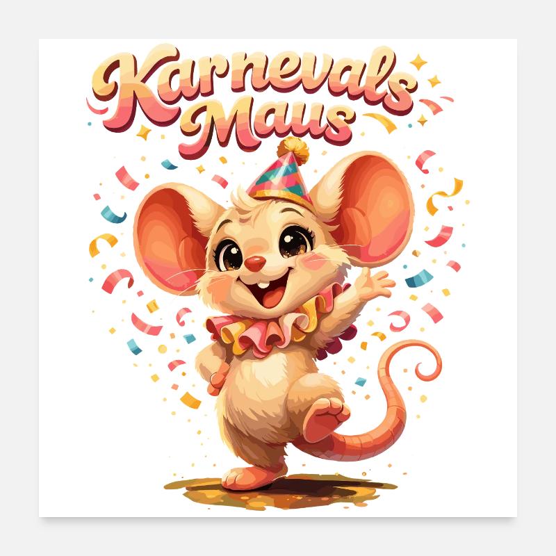 Karnevalsmaus Kostüm – Karneval Outfit Köln Poster 60x60 cm
