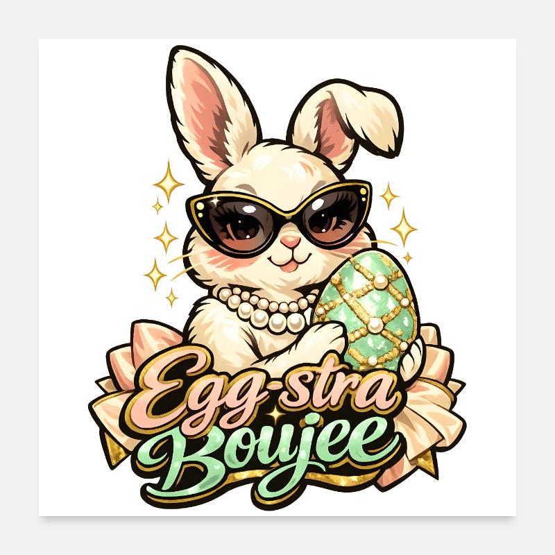 Pâques Egg-stra Boujee Lapin de Pâques Poster 60 x 60 cm