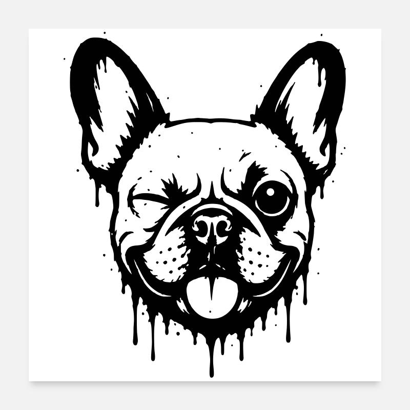 Bouledogue espiègle avec un clin d’œil Poster 60 x 60 cm