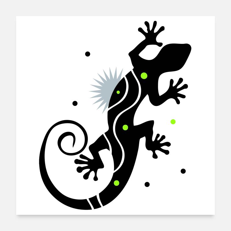 Stilisierter Gecko im klaren Vektorstil Poster 60x60 cm