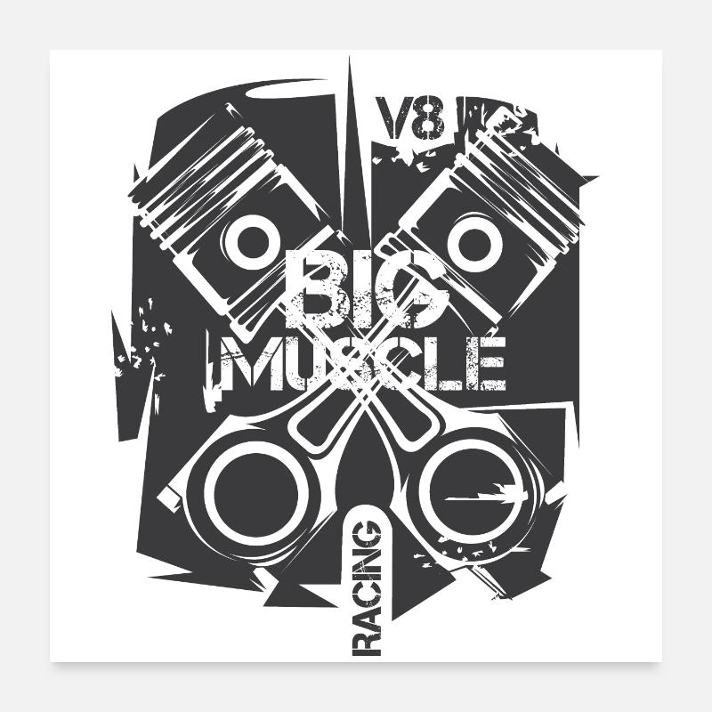 v8 pattern abstract car musclecars piston engine Poster 24" x 24" (60x60 cm)