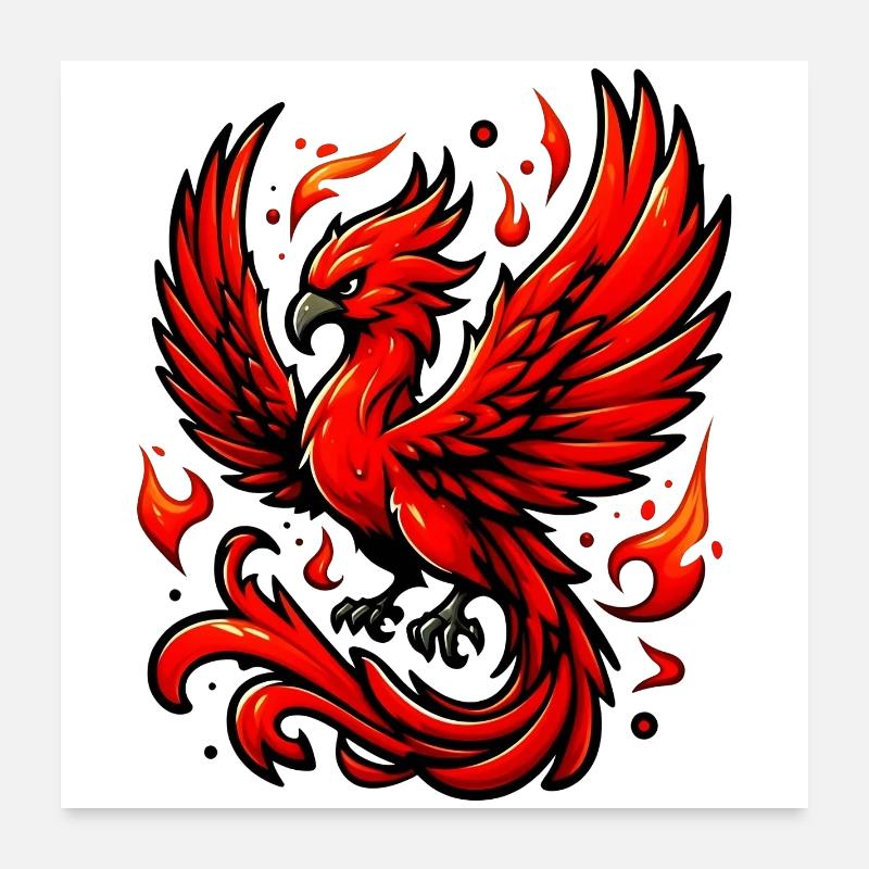 Phénix rouge Poster 60 x 60 cm