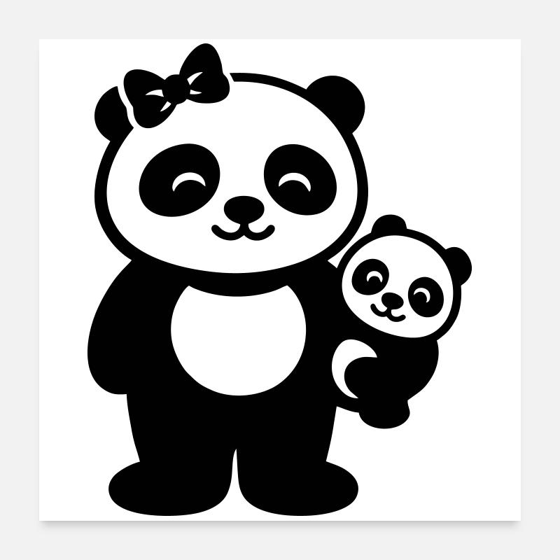 Mama Panda Mit Baby Geschenk Familie Poster 60x60 cm