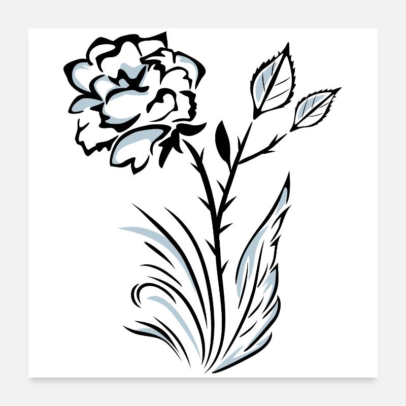 Stylized outlined rose Poster 24" x 24" (60x60 cm)