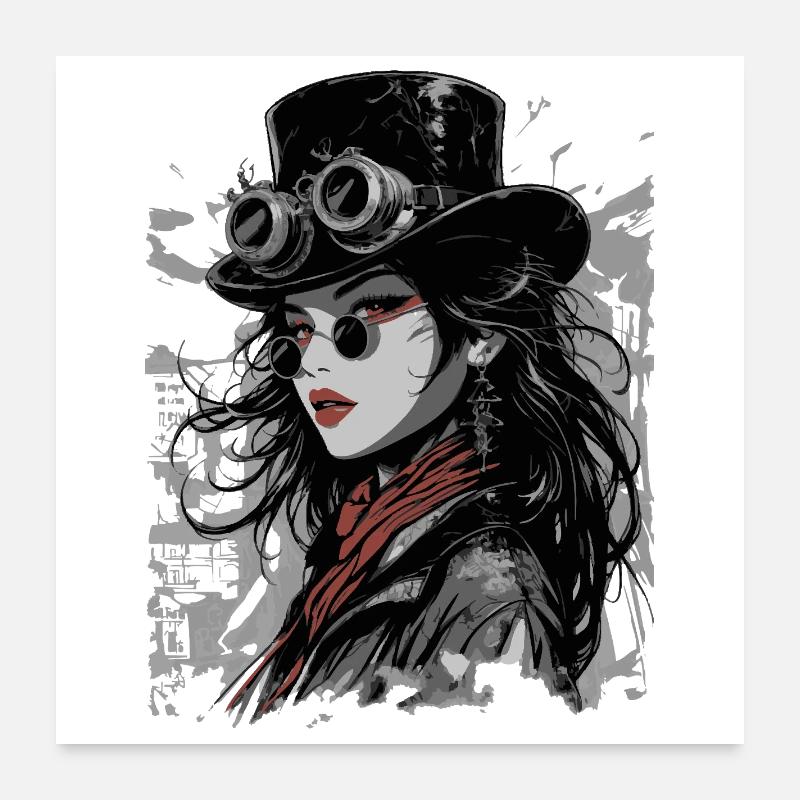 Steampunk Diva with Goggles Poster 24" x 24" (60x60 cm)