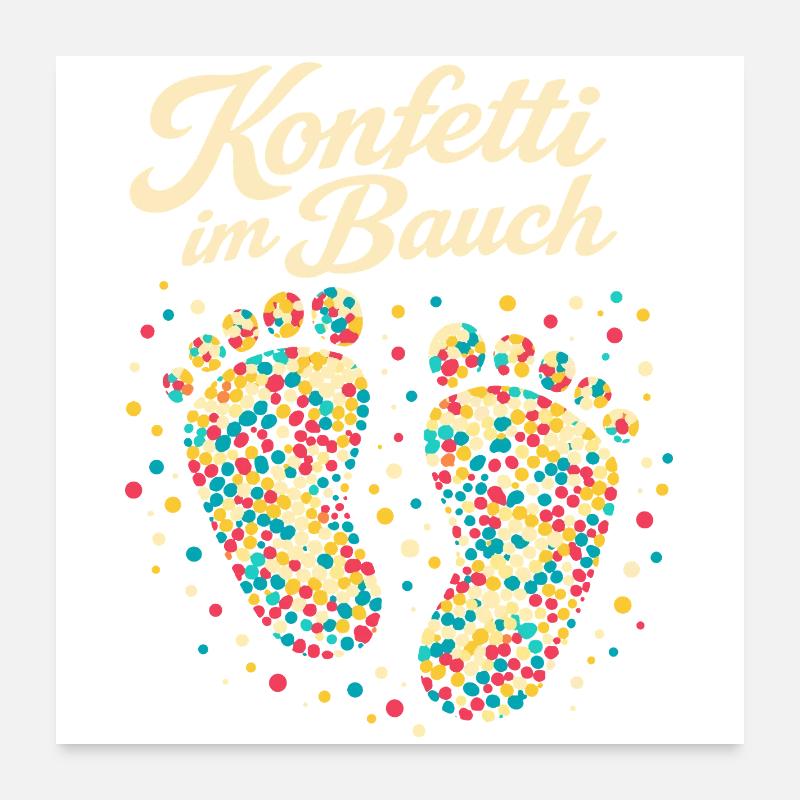 Grossesse enceinte de confettis de carnaval Poster 60 x 60 cm