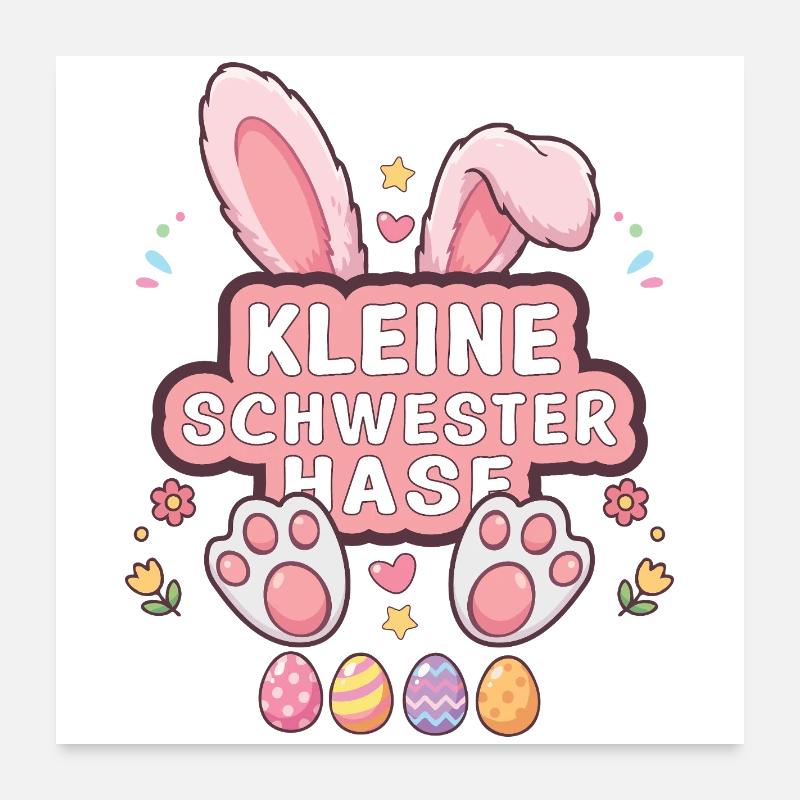 Kleine Schwester Hase Ostern Design Poster 60x60 cm