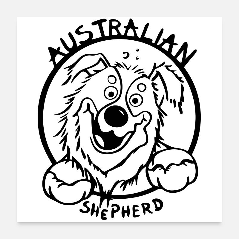 Lustiger Australian Shepherd Poster 60x60 cm