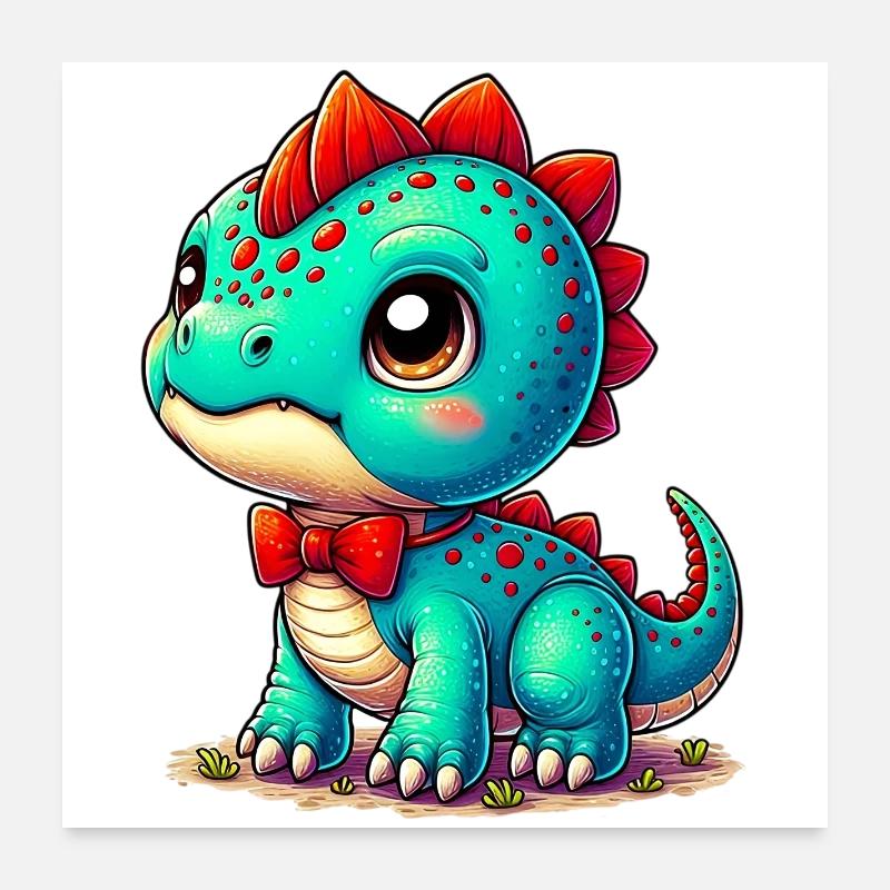 Dinosaurier - Poster 60x60 cm - Weiß