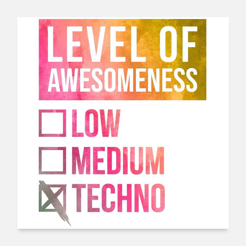 techno - Poster 60 x 60 cm - blanc