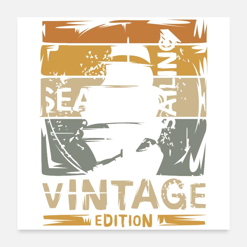 Sailing Vintage Edition – Retro Segeln Design - Poster 60 x 60 cm - blanc