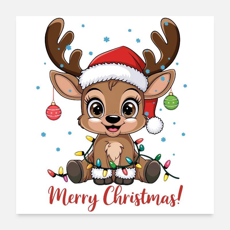 Pull de Noël en renne mignon Joyeux Noël Poster 60 x 60 cm