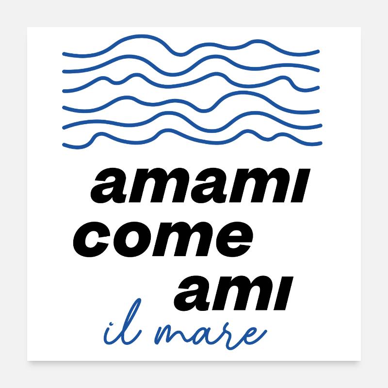 Blue Waves The Sea Design Poster 24" x 24" (60x60 cm)