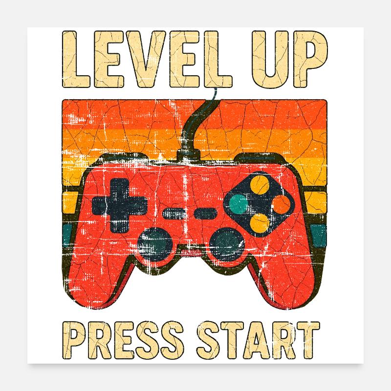 Montée de niveau Rétro Controller Art Poster 60 x 60 cm
