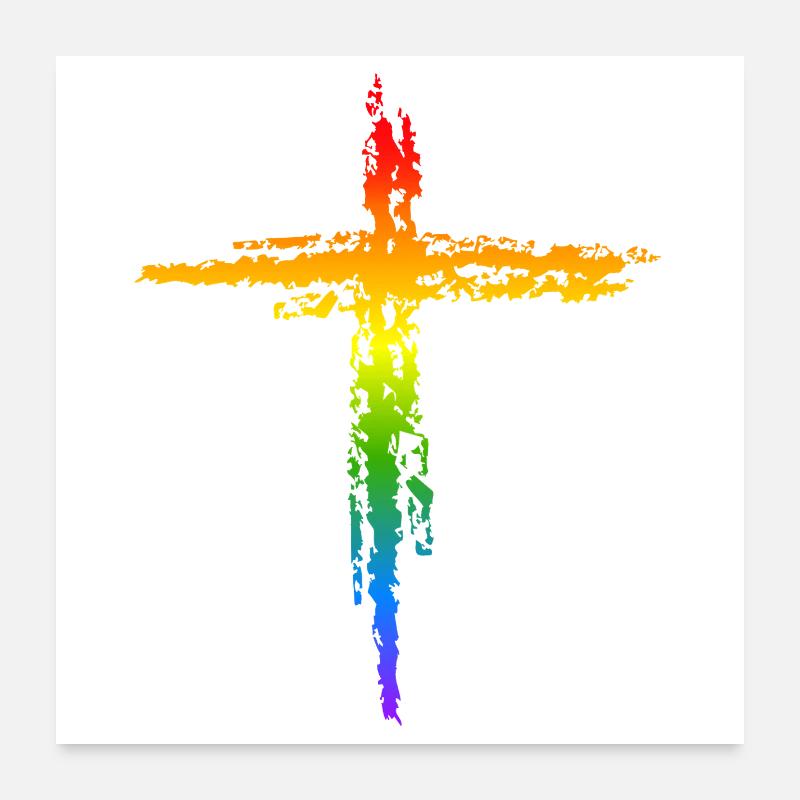 Croce arcobaleno Poster 60x60 cm