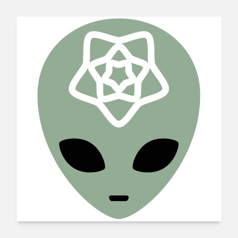 Paysage mental extraterrestre géométrique Poster 60 x 60 cm