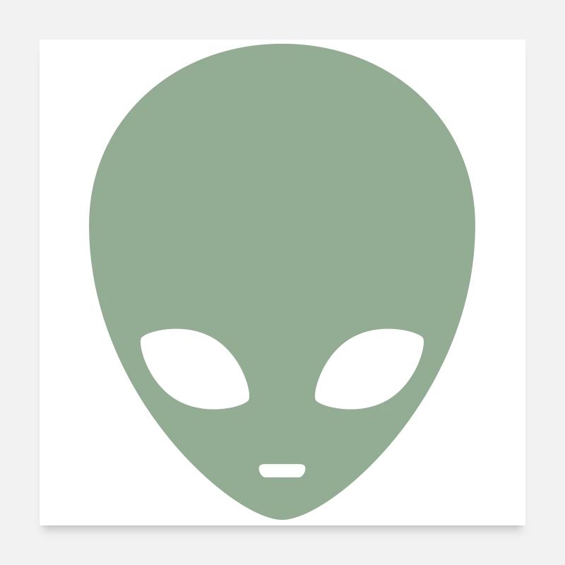 Gedämpfter Minz-Alienkopf Poster 60x60 cm