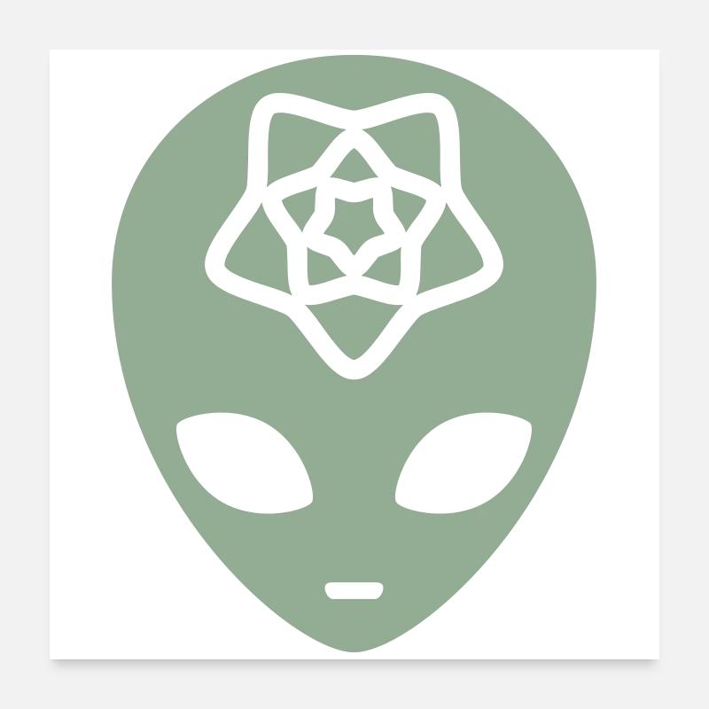 Geometric Alien Mind - Poster 60 x 60 cm - blanc