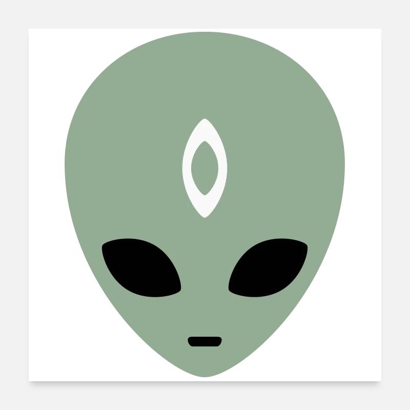 Alien Head Third Eye (drei Farben) Poster 60x60 cm