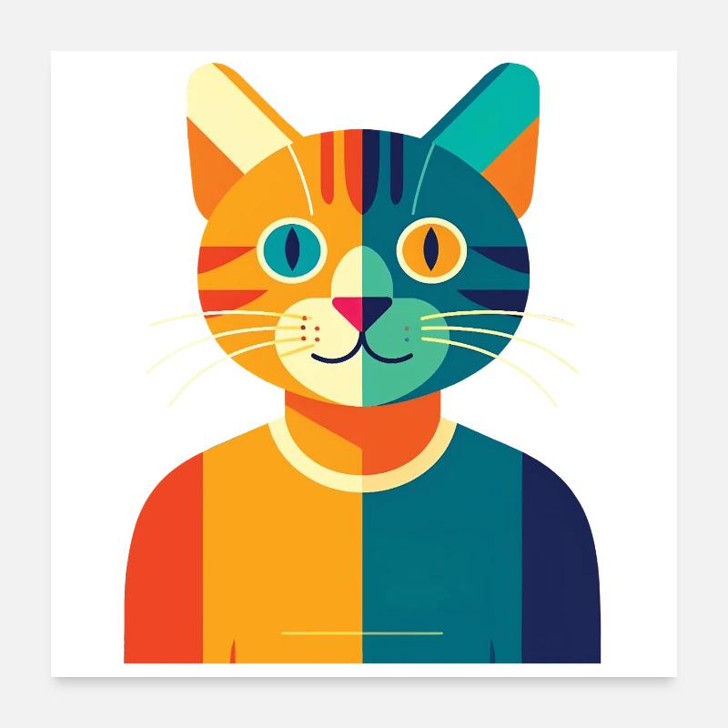 CAT MULTICOLORE – Baby & Kinder Poster 60x60 cm