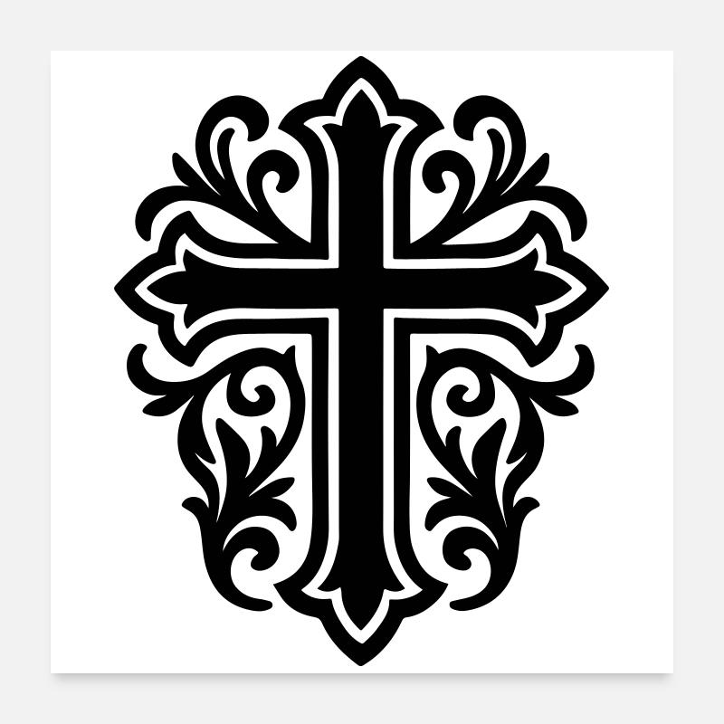 Symbole de croix chrétien Poster 60 x 60 cm