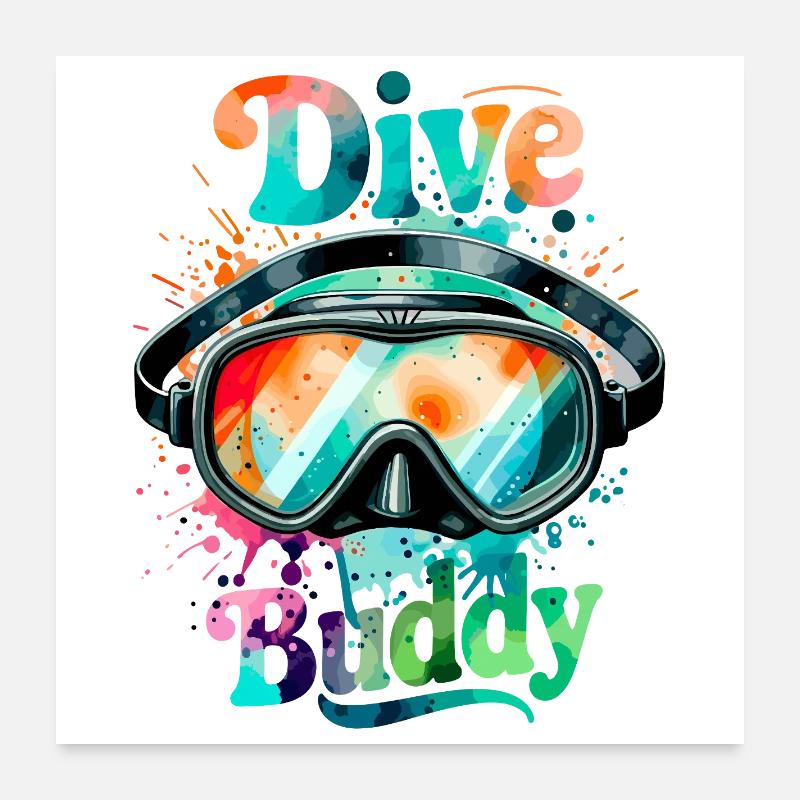 Dive Buddy Taucherbrille Poster 60x60 cm