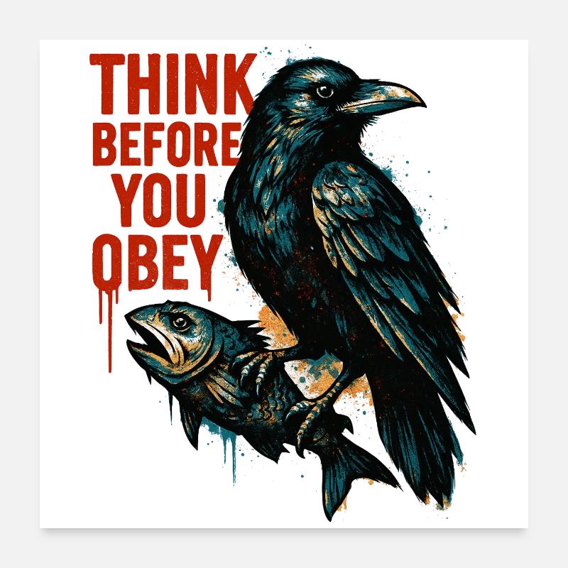 Réfléchissez avant d’obéir – Crow Art Poster 60 x 60 cm