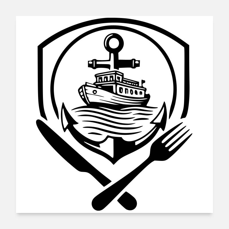 Restaurant Boatman Logo - Poster 24" x 24" (60x60 cm) - white