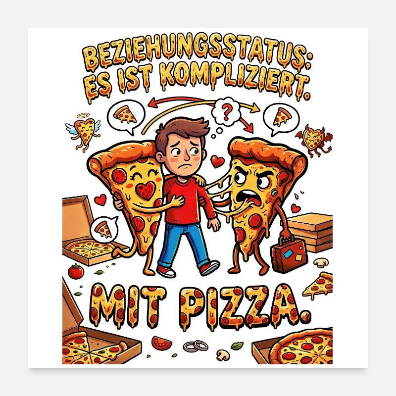 Statut relationnel C’est compliqué avec la pizza Poster 60 x 60 cm